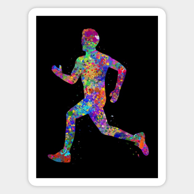 Runner boy watercolor art Magnet by Yahya Art